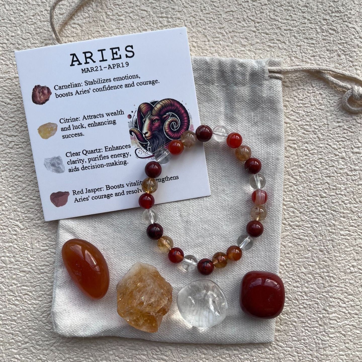 Aries Birthstone Bracelet Set