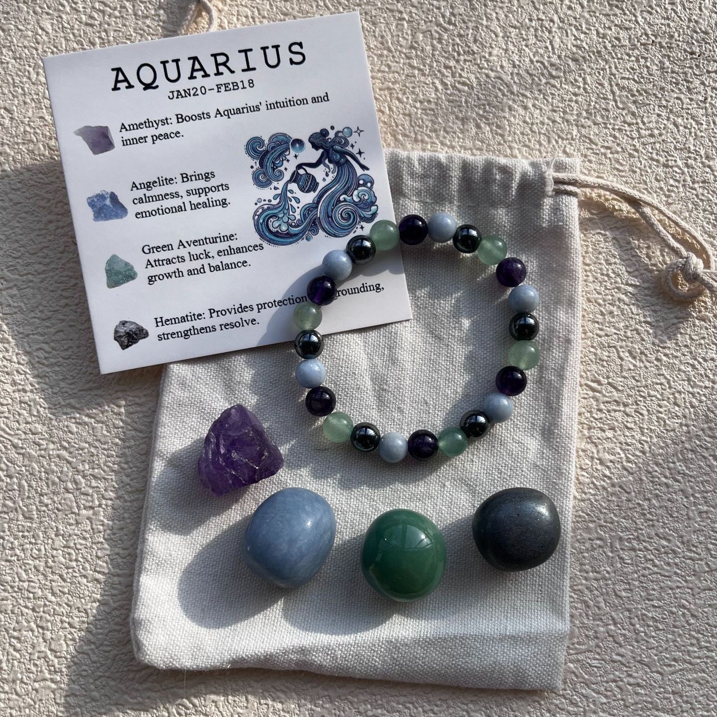Aquarius Birthstone Bracelet Set